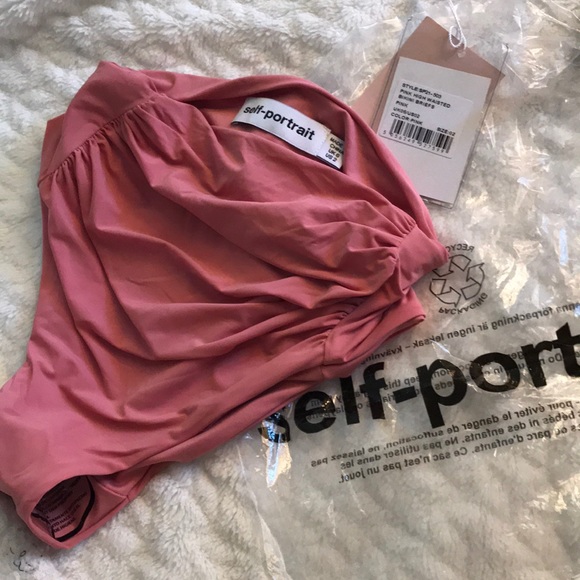 SELF-PORTRAIT draped one shoulder bikini swim set - Picture 4 of 6